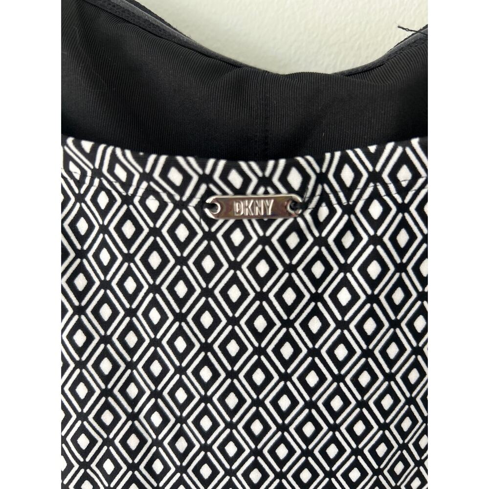 NWT DKNY Black and White Diamond Pattern One Piece Bathing Suit Large - Picture 4 of 8
